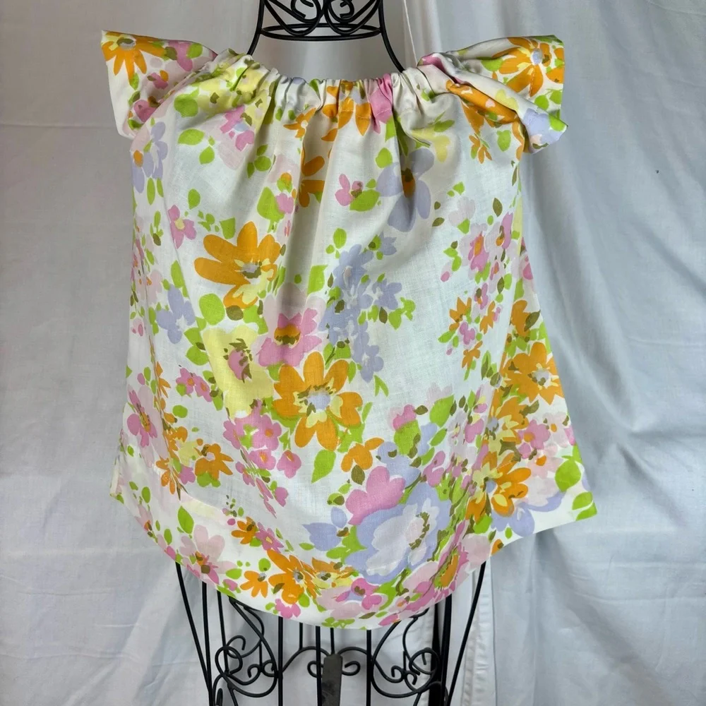 Toddler Dress from VTG Pillow Case Floral Elastic Ruffled Sleeve Handmade 24mo - Picture 3 of 8